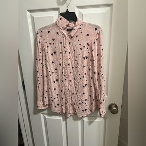 Talbots Petite Pink Printed Long Sleeve Blouse Size MP (8-10) NWT